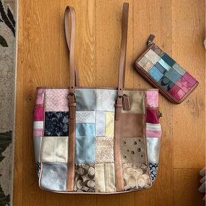 Coach Multicolor Patchwork Tote and Wallet